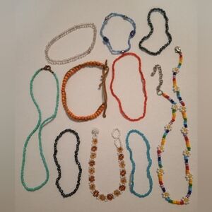 #387    10 Piece Glass Seed Bead Necklace And Bracelet Bundle